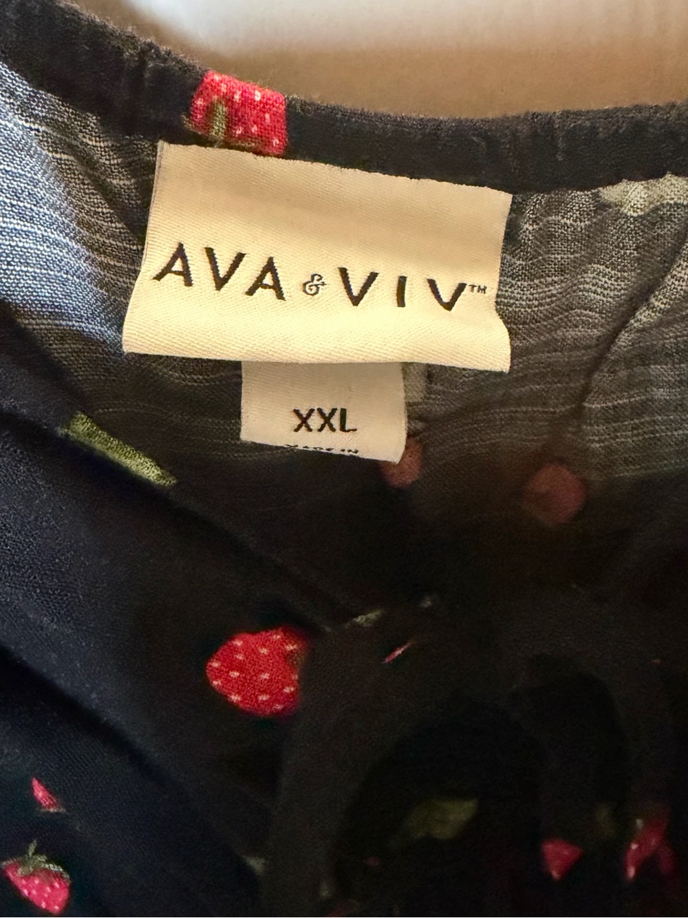 Ava & Viv Black Strawberry-Print Long Dress - Picture 4 of 6